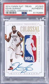 2014-15 Panini National Treasures "Colossal Logoman Signatures" #CLSKD Kevin Durant Signed Logo Patch Card (#03/03) - PSA AUTHENTIC